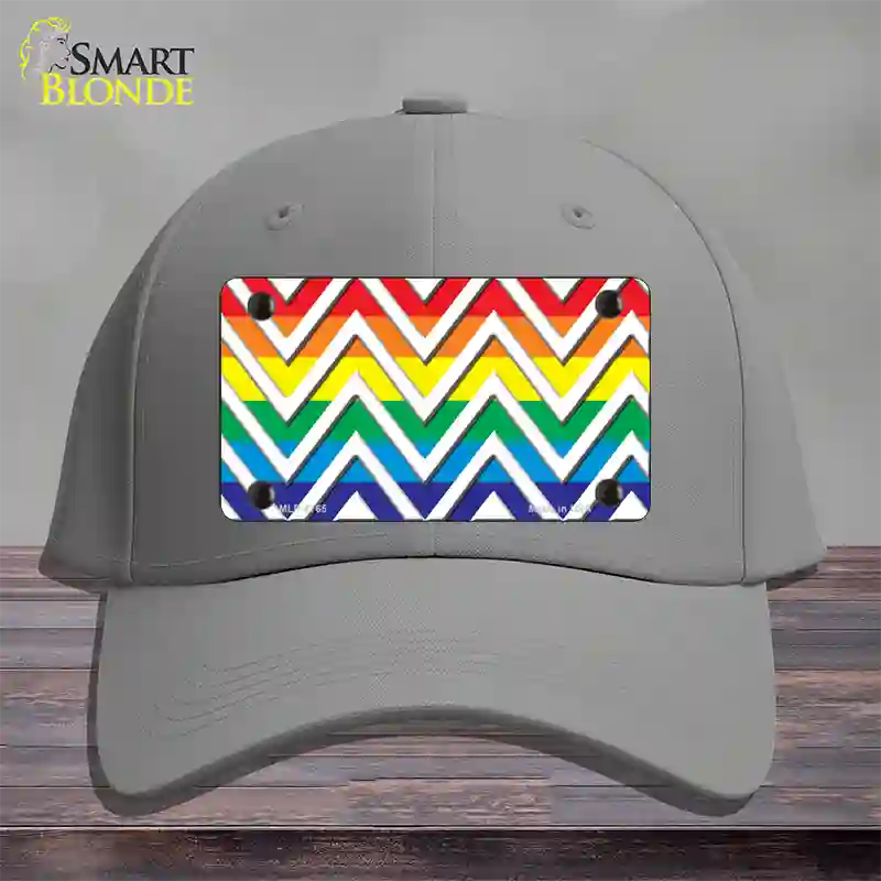 Rainbow White Chevron Novelty License Plate Hat Cotton / Gray