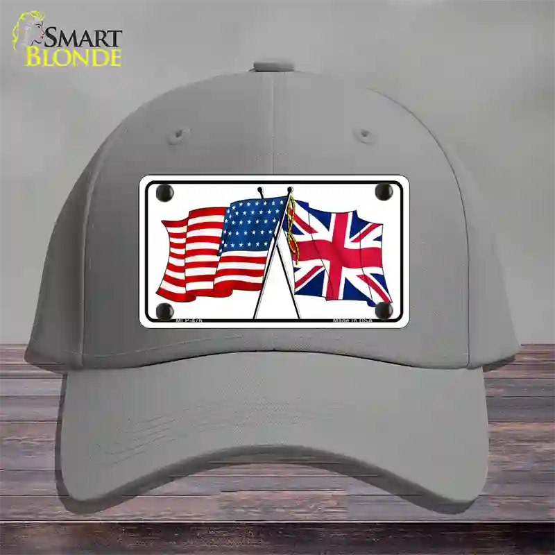 United States Britain Crossed Flags Novelty License Plate Hat Cotton / Gray