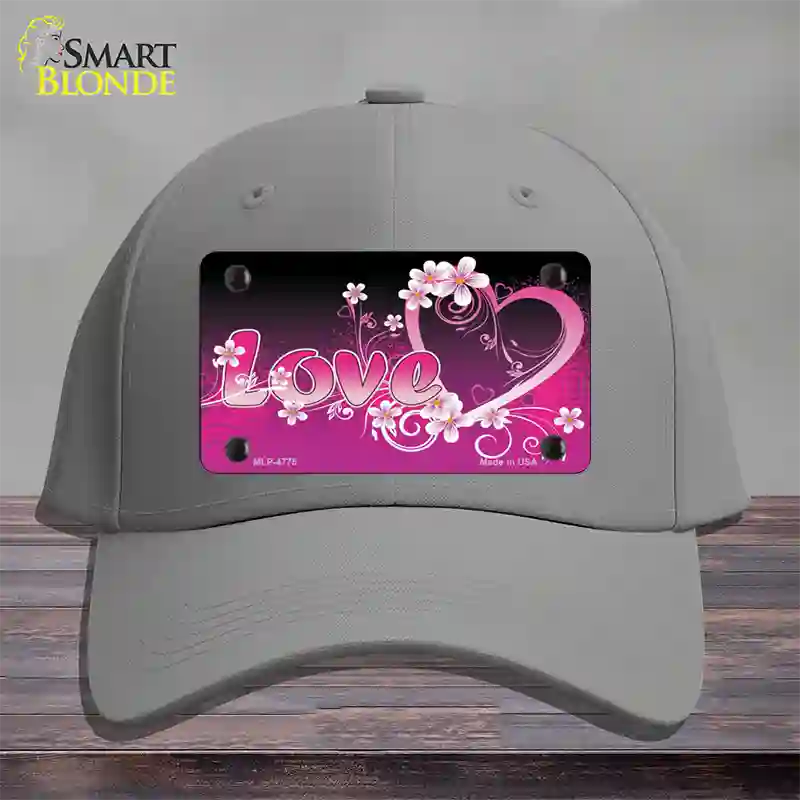 Love Heart And Flowers Novelty License Plate Hat Cotton / Gray