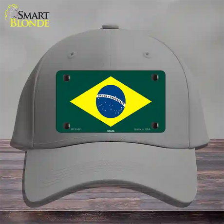 Brazil Flag Novelty License Plate Hat Cotton / Gray