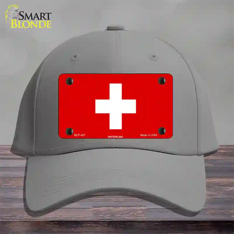 Switzerland Flag Novelty License Plate Hat Cotton / Gray