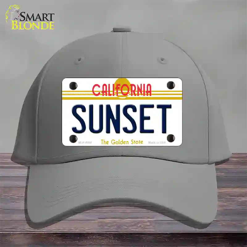 Sunset California Novelty License Plate Hat Cotton / Gray