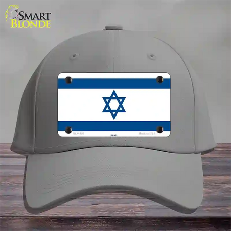 Israel Flag Novelty License Plate Hat Cotton / Gray