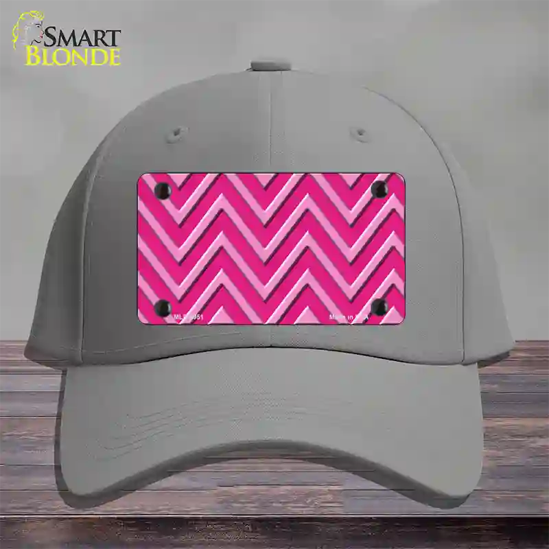 Pink Light Pink Large Chevron Novelty License Plate Hat Cotton / Gray