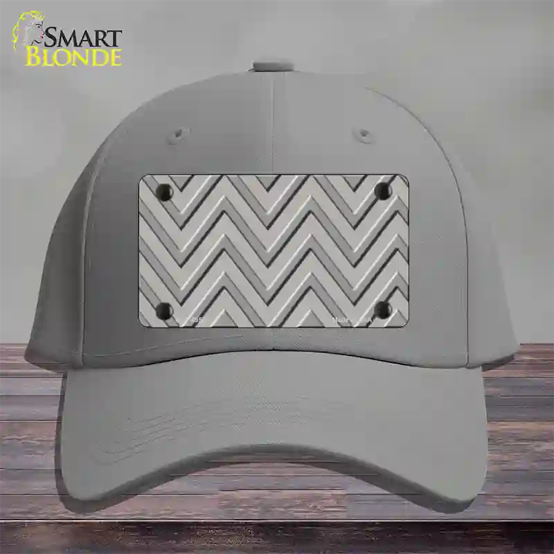 Grey Light Grey Large Chevron Novelty License Plate Hat Cotton / Gray