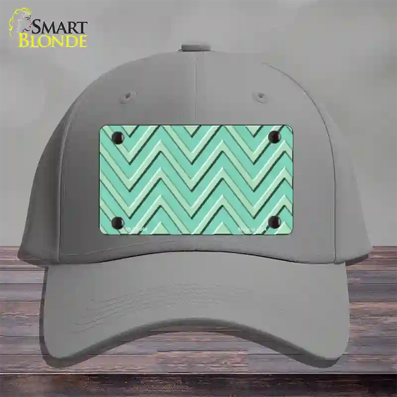 Mint Light Mint Large Chevron Novelty License Plate Hat Cotton / Gray