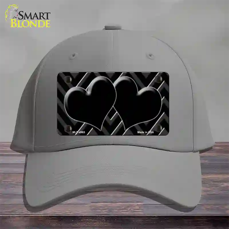 Black Light Black Chevon Heart Center Novelty License Plate Hat Cotton / Gray