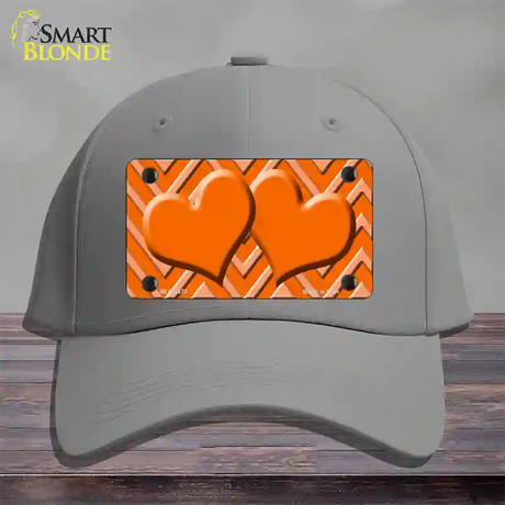 Orange Light Orange Heart Large Chevron Novelty License Plate Hat Cotton / Gray