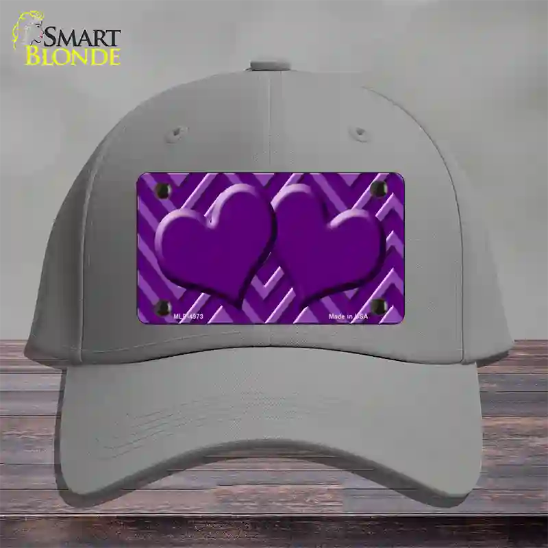 Purple Light Purple Heart Large Chevron Novelty License Plate Hat Cotton / Gray