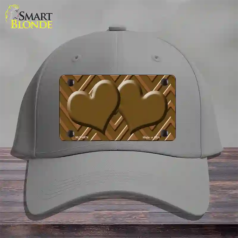 Brown Light Brown Heart Large Chevron Novelty License Plate Hat Cotton / Gray