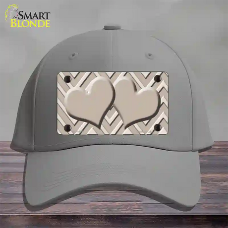 Tan Light Tan Heart Large Chevron Novelty License Plate Hat Cotton / Gray