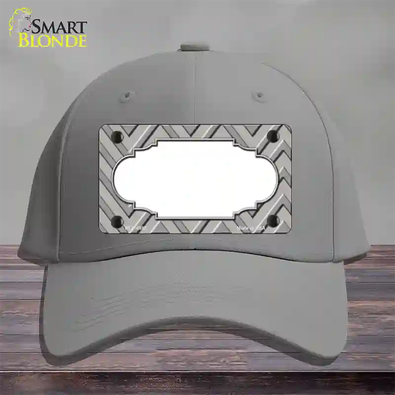 Grey Light Grey Scallop Large Chevron Novelty License Plate Hat Cotton / Gray