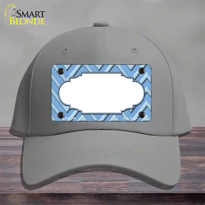 Light Blue Lighter Blue Scallop Large Chevron Novelty License Plate Hat Cotton / Gray