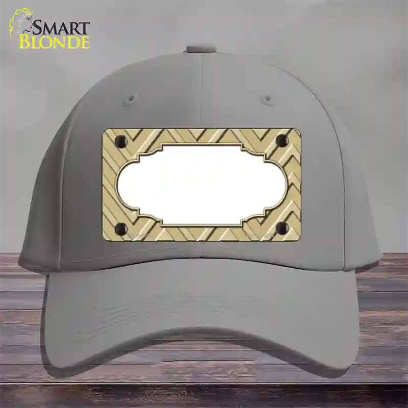 Gold Light Gold Scallop Large Chevron Novelty License Plate Hat Cotton / Gray