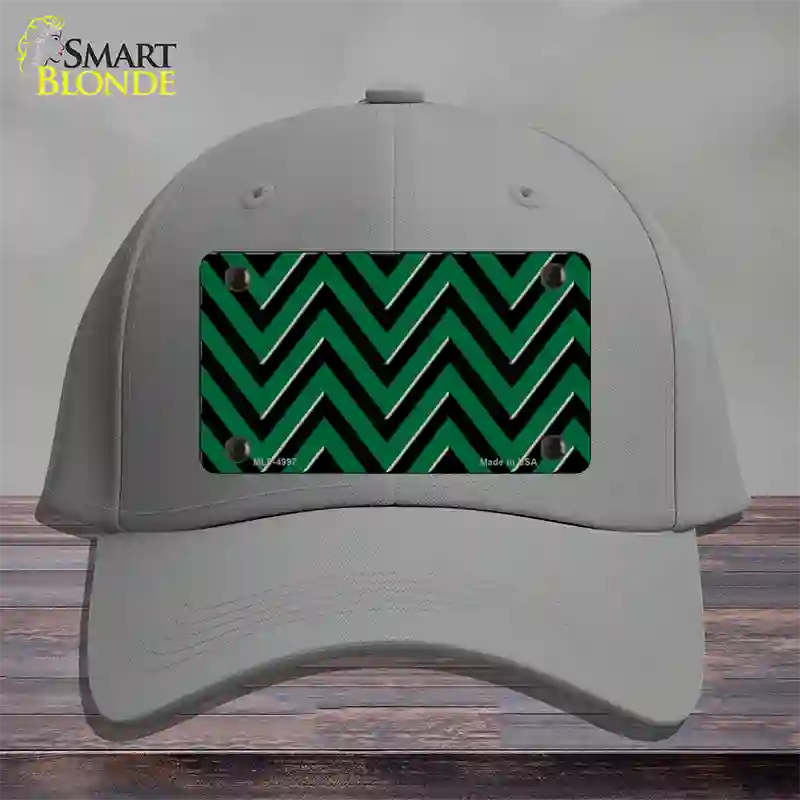 Green Black Large Chevron Novelty License Plate Hat Cotton / Gray