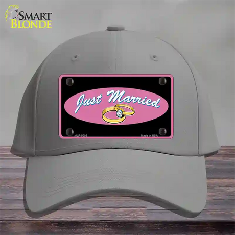 Just Married Novelty License Plate Hat Cotton / Gray