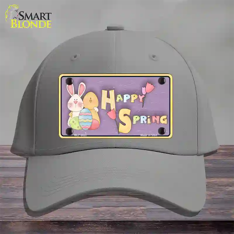 Happy Spring Yellow Novelty License Plate Hat Cotton / Gray