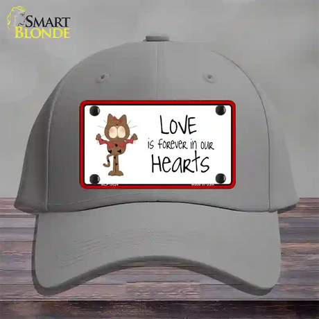 Love In Our Hearts Cat Novelty License Plate Hat Cotton / Gray