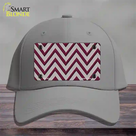 Maroon Grey Chevron Novelty License Plate Hat Cotton / Gray