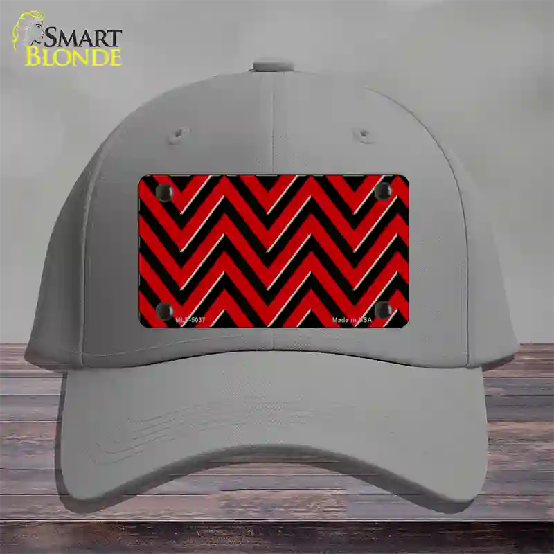 Red Black Chevron Novelty License Plate Hat Cotton / Gray