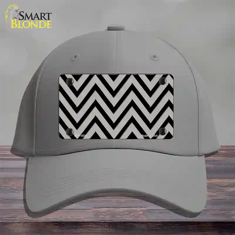 Grey Black Chevron Novelty License Plate Hat Cotton / Gray