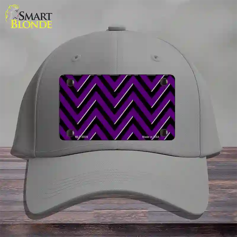 Purple Black Chevron Novelty License Plate Hat Cotton / Gray