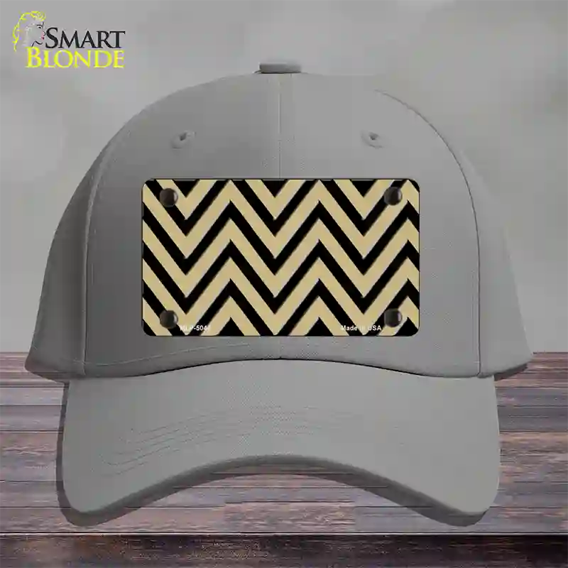 Gold Black Chevron Novelty License Plate Hat Cotton / Gray