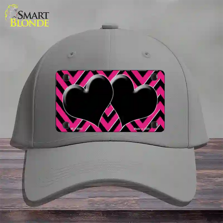 Pink Black Chevon Hearts Novelty License Plate Hat Cotton / Gray