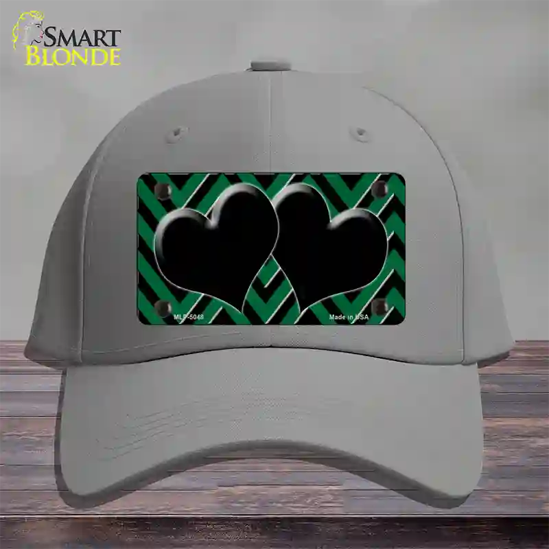 Green Black Chevon Hearts Novelty License Plate Hat Cotton / Gray