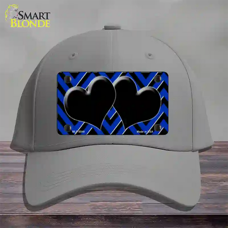 Blue Black Chevon Hearts Novelty License Plate Hat Cotton / Gray