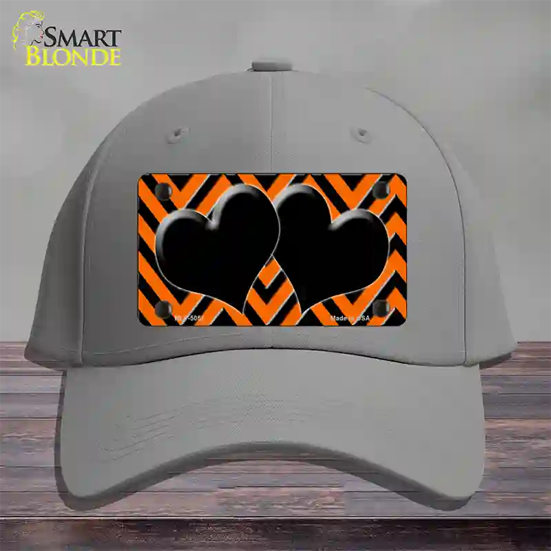 Orange Black Chevon Hearts Novelty License Plate Hat Cotton / Gray