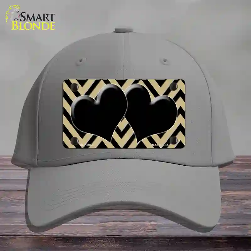 Gold Black Chevon Hearts Novelty License Plate Hat Cotton / Gray