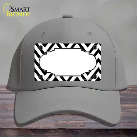 White Black Chevron Scallop Novelty License Plate Hat Cotton / Gray