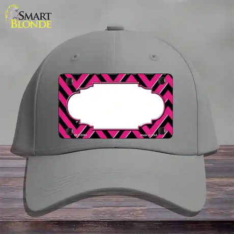 Pink Black Chevron Scallop Novelty License Plate Hat Cotton / Gray