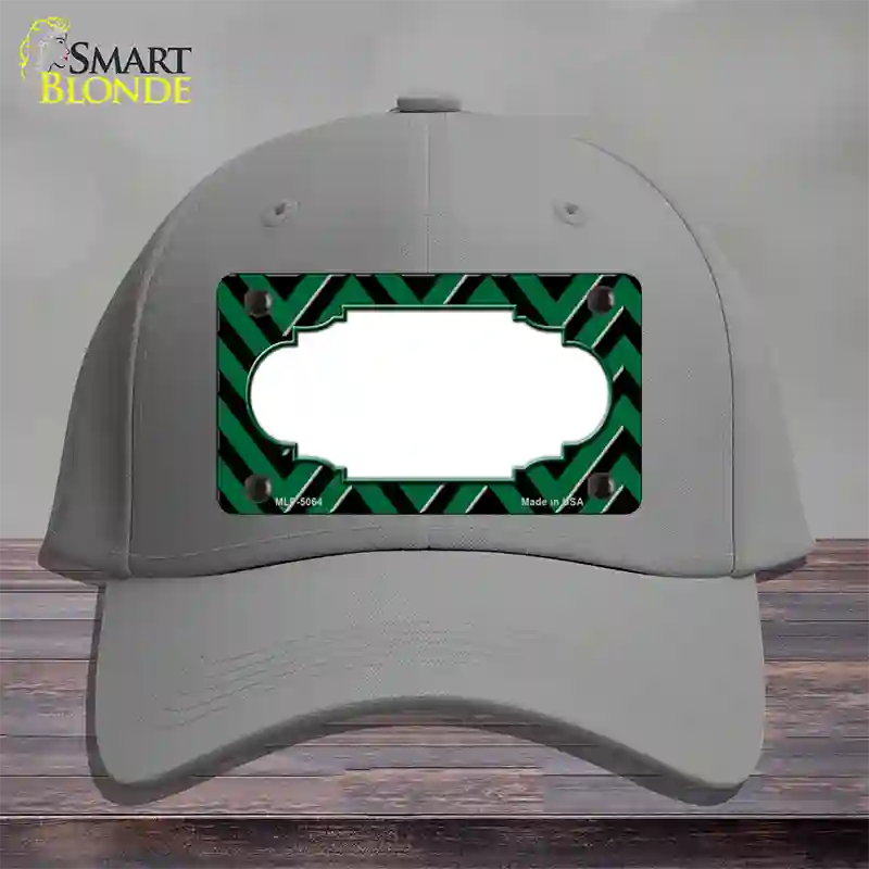 Green Black Chevron Scallop Novelty License Plate Hat Cotton / Gray