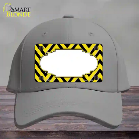 Yellow Black Chevron Scallop Novelty License Plate Hat Cotton / Gray