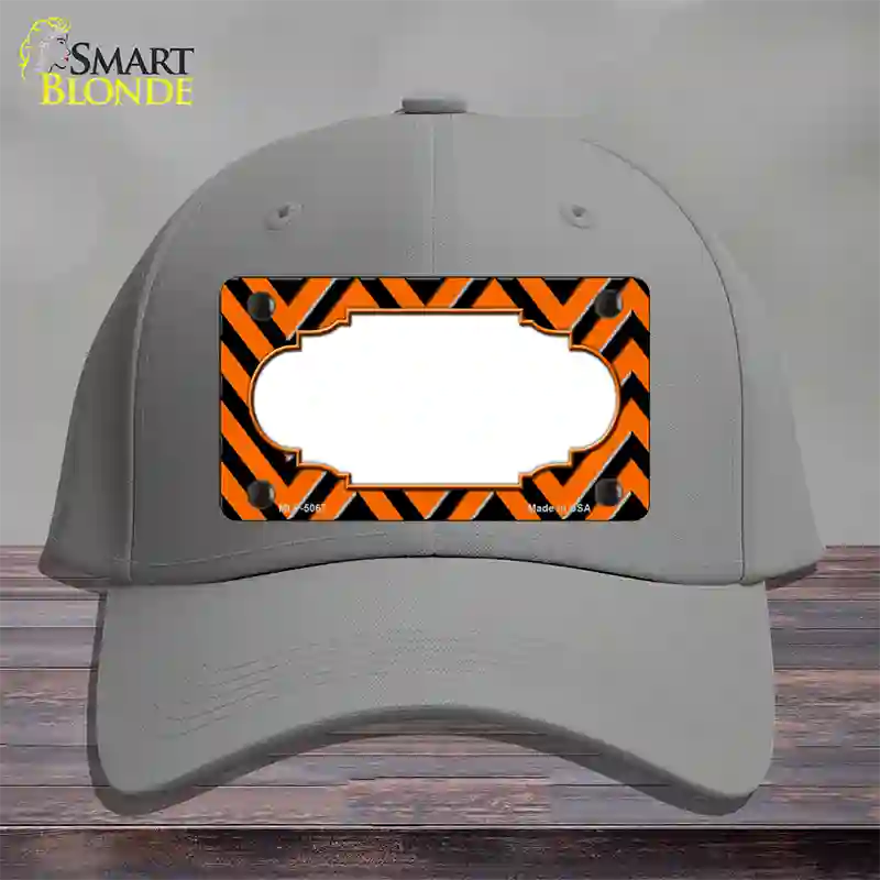 Orange Black Chevron Scallop Novelty License Plate Hat Cotton / Gray