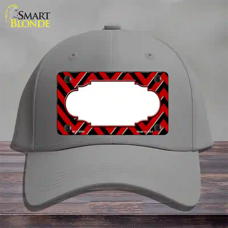 Red Black Chevron Scallop Novelty License Plate Hat Cotton / Gray