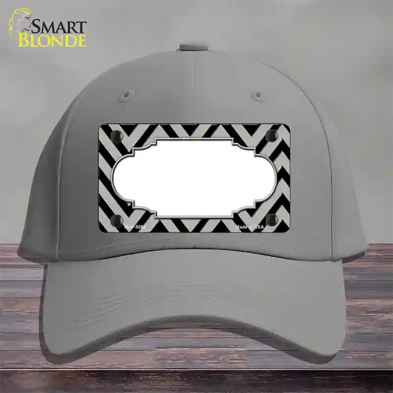 Grey Black Chevron Scallop Novelty License Plate Hat Cotton / Gray