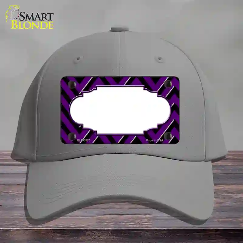 Purple Black Chevron Scallop Novelty License Plate Hat Cotton / Gray