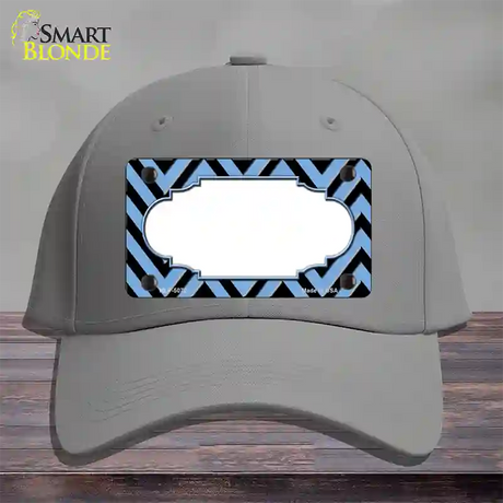 Light Blue Black Chevron Scallop Novelty License Plate Hat Cotton / Gray