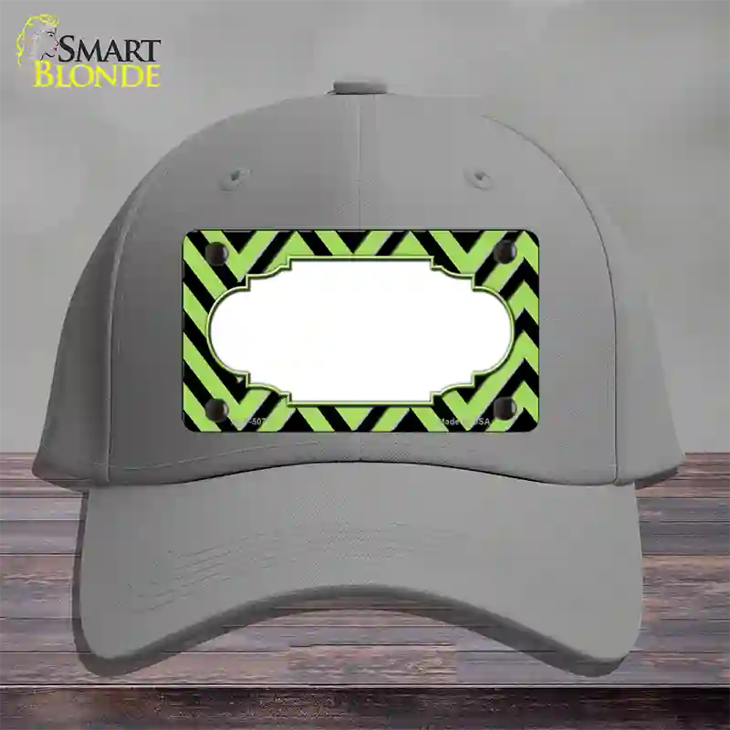 Lime Green Black Chevron Scallop Novelty License Plate Hat Cotton / Gray