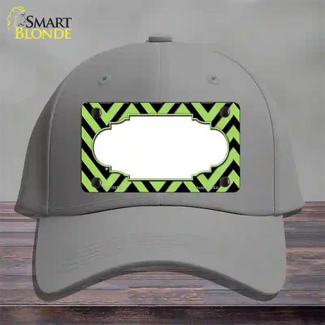 Lime Green Black Chevron Scallop Novelty License Plate Hat Cotton / Gray