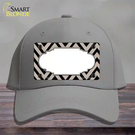 Tan Black Chevron Scallop Novelty License Plate Hat Cotton / Gray