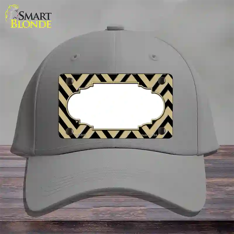 Gold Black Chevron Scallop Novelty License Plate Hat Cotton / Gray