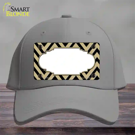 Gold Black Chevron Scallop Novelty License Plate Hat Cotton / Gray