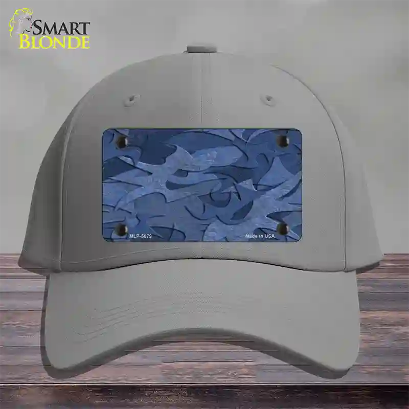 Camouflage Solid Blue Novelty License Plate Hat Cotton / Gray