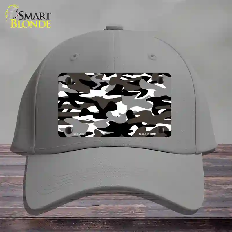 Black And White Camouflage Novelty License Plate Hat Cotton / Gray