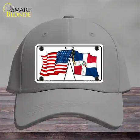 United States Dominican Republic Crossed Flags Novelty License Plate Hat Sign Cotton / Gray