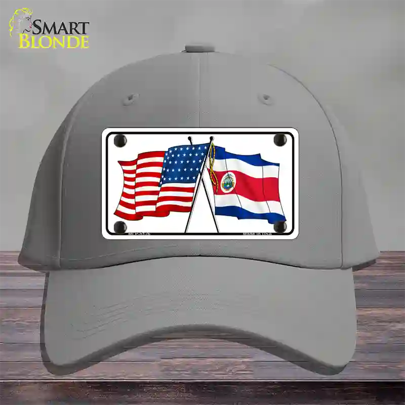 United States Costa Rica Crossed Flags Novelty License Plate Hat Sign Cotton / Gray